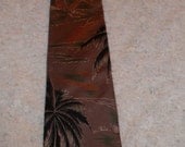 ORIGINAL Vintage 1980's Palm Tree Tropical/Tiki Men's Tie, Pierre Balmain, 100% Silk