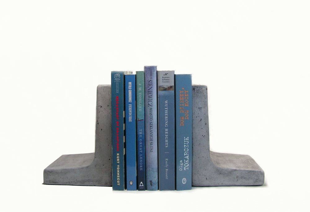 Modern Concrete Bookends - roughfusion