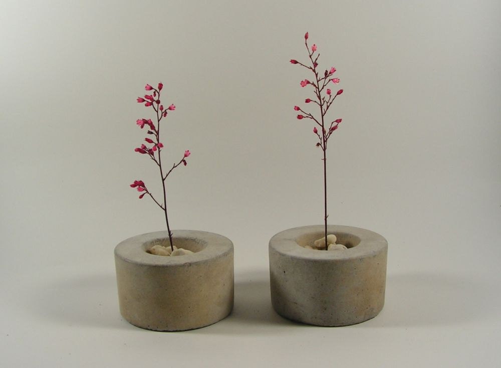Mini Round Concrete Pot - set of 2