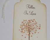 Colored Autumn Tree Fallen in Love Custom Handmade Wedding Wish Tree Tag Favor 6 Pieces