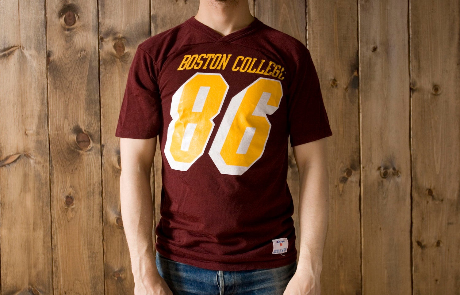Vintage Champion Boston College 1986 T-Shirt in Maroon