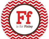 Personalized Chevron Melamine Plate (Custom with Name, Initials and Colors) Il_170x135
