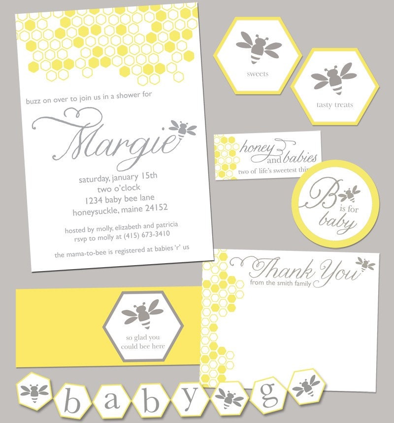 Bumble Bee Baby Shower Party Pack JPEG Bumblebee