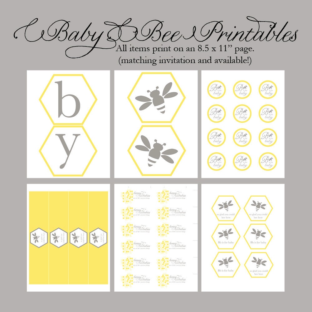 INSTANT Download Bumble Bee Baby Shower Printable DIY Party Pack JPEG Bumblebee