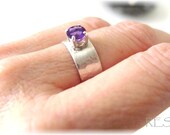 Amethyst Ring Sterling Silver Textured