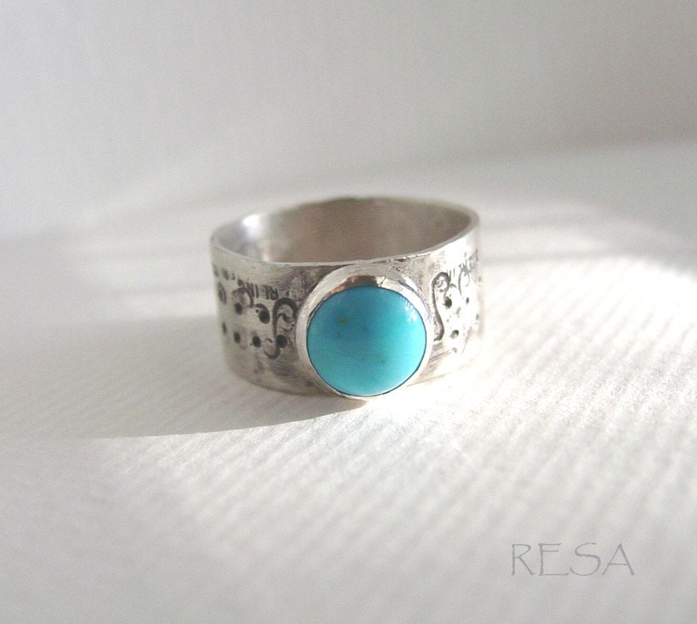 Turquoise Sterling Band Stamped