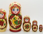 5 piece russia doll folk matryoshka doll nesting doll
