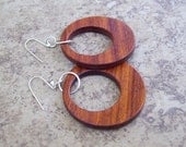 Pao Rosa Wood Earring, Mordern Wooden Hoop Earrings, Great Gift For Her, Surgical steel Ear Wares - 1 1/2 inches - 504