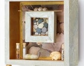 Mixed media assemblage, nature inspired shadow box, 6x6 original artwork,wall art