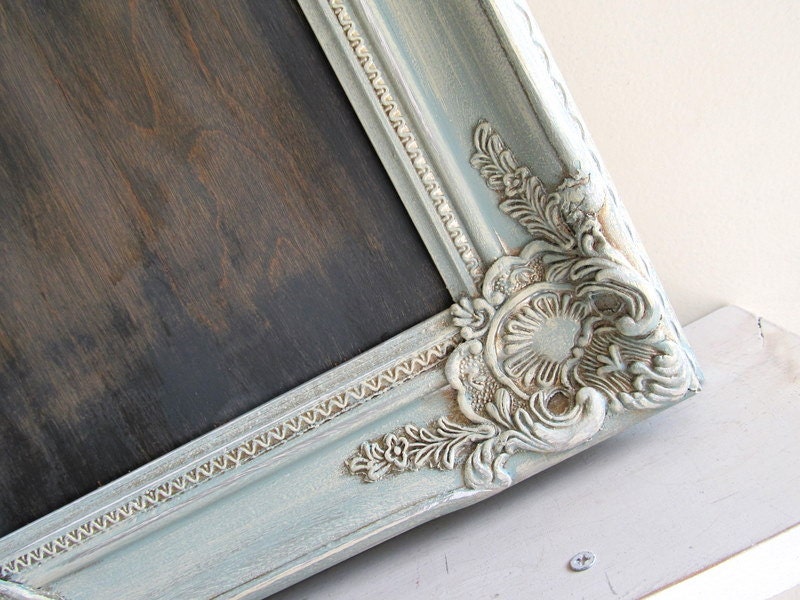 Framed CHALKBOARD Wedding Sign Vintage Wedding Rustic Shabby Chic Chalk Board Menu Robins Egg Blue Teal Ornate Old World - MORE COLORS