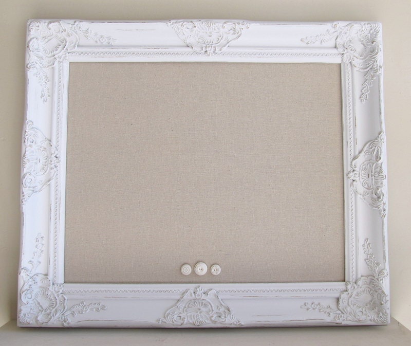 FABRIC MAGNET BOARD Shabby Chic Nursery Memo Board French Country Vintage Wedding Kitchen Nursery Ornate Magnetic Baroque Frame 22inx26in