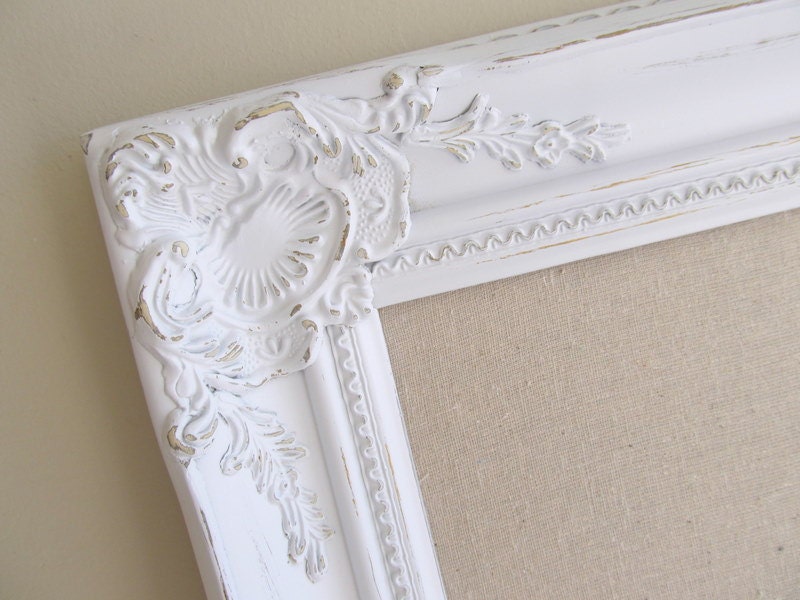FABRIC MAGNET BOARD Shabby Chic Nursery Memo Board French Country Vintage Wedding Kitchen Nursery Ornate Magnetic Baroque Frame 22inx26in