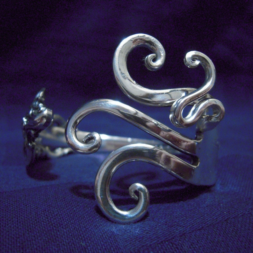Solid Sterling Silver Fork Bracelet - Grande Baroque by Wallace