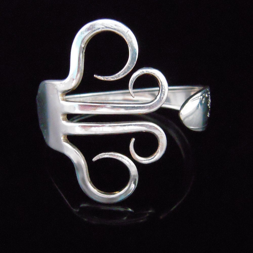 Unique Recycled Silver Fork Bracelet in Original Whimsical Circles Design Number One