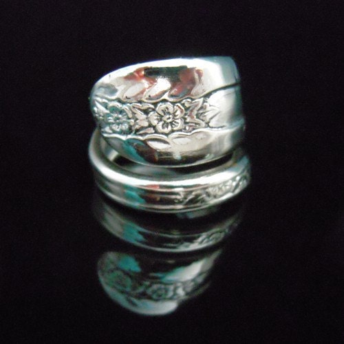 Silver Spoon Ring Flower - Belfry - Antique Silver Jewelry