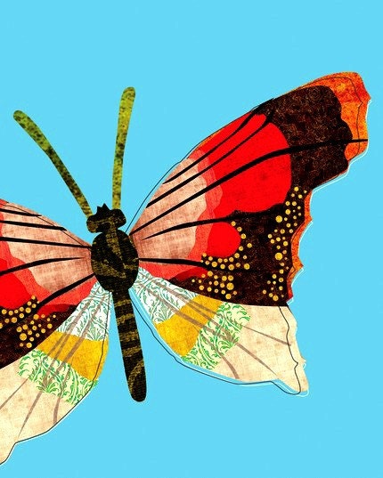 Colorful Butterfly Collage Electronic Art Print, 8x10 print