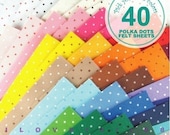 40 Printed Polka Dots Felt Fabric - Pick your own colors