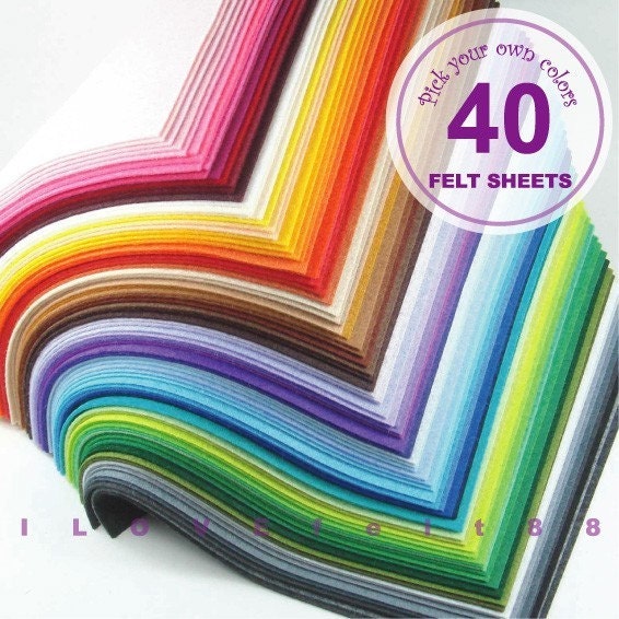 40 Felt Sheets - Pick your own colors