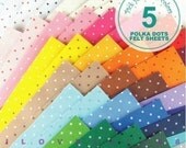 5 Printed Polka Dots Felt Fabric - Pick your own colors