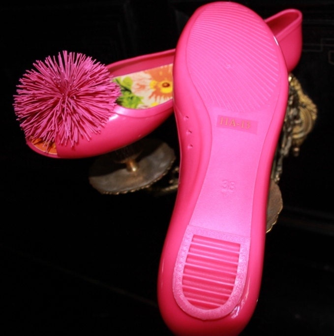 Hot pink Peep-toe ballet flats ,Last  Sale size 7,5