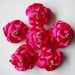 Handmade Fushia Ribbon Flower Appliques Embellishments(6pcs)