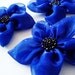 Cobalt Blue Flowers Handmade Appliques Embellishments(3 pcs)