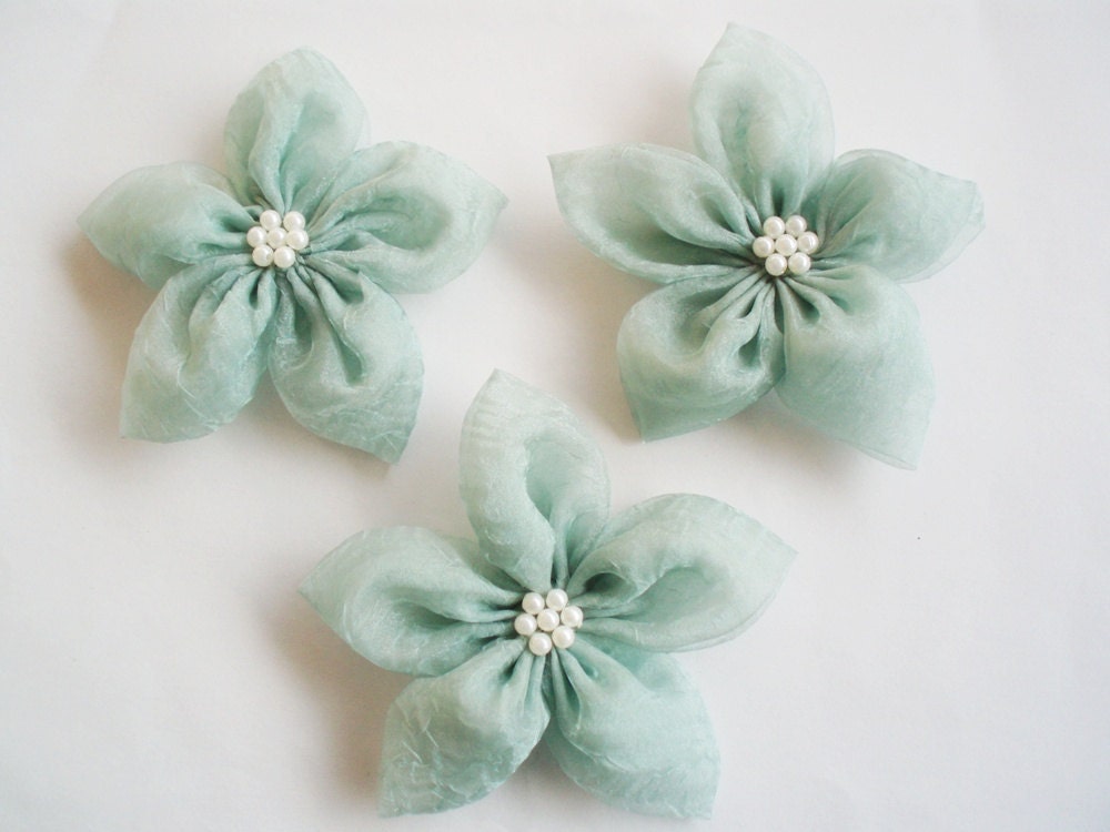 Mint Flowers Handmade Appliques Embellishments(3 pcs)