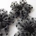 Grey Tulle with Black Dots Flowers Handmade Appliques Embellishments(3 pcs)