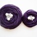 Purple Roses Handmade Appliques Embellishment 5 pcs