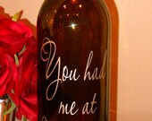Wine Bottle Hurricane Lantern- You Had Me at Merlot