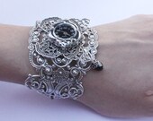Butterfly Steampunk Watch  Gothic jewelry  Fantasy Bracelet cuff