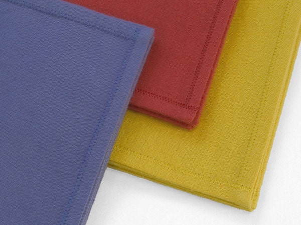 Organic Cotton Hankies in Solid Colors: lavender, terra cotta, and gold