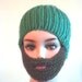 Hand Knit Bearded Beanie - Green