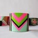 Colorful Tribal / Chevron Style / NEON (Blue, Green, Black, Pink and Beige) Leather Bracelet / Cuff