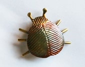 copper and brass bug or beetle brooch