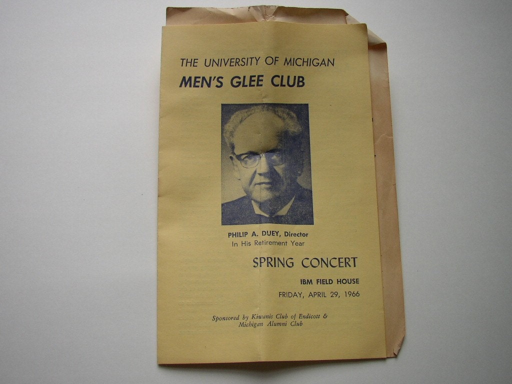 Vintage University of Michigan Glee Club Concert Program Mens 1966 MI