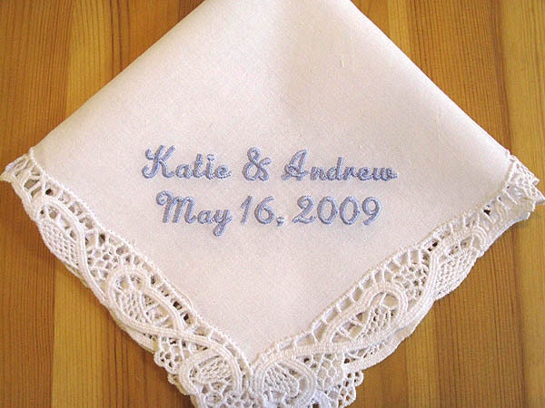 Wedding Handkerchief with Bride and Groom's Names and Date