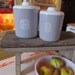 For Lu--FREESHIPPING-Vintage Kitchen Canister Set- Dove Grey with Deco lettering