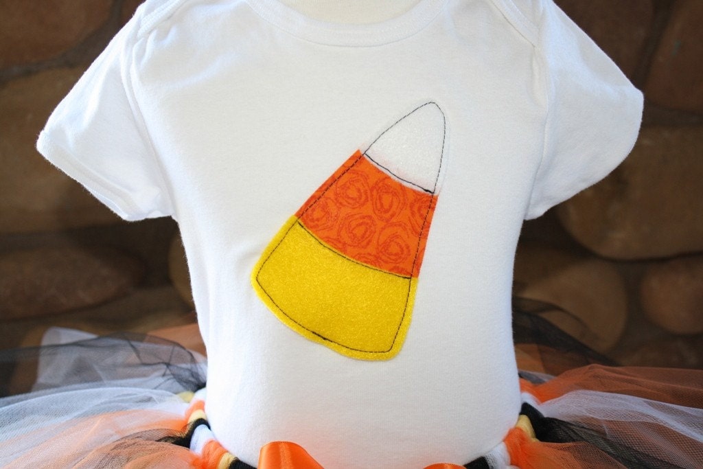 READY TO SHIP Halloween 12 month Candy Corn Onesie