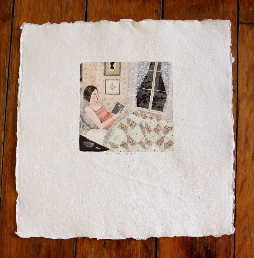 reading in bed original painting