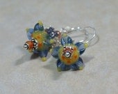 Summer Flowers Lampwork and Gemstone Earrings
