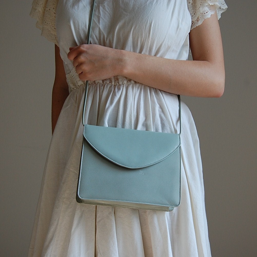 1980s SEAFOAM green color leather purse