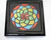 Jewelry Box - Black Laquered Hardwood / Ceramic Inset - Hedcraft Designs