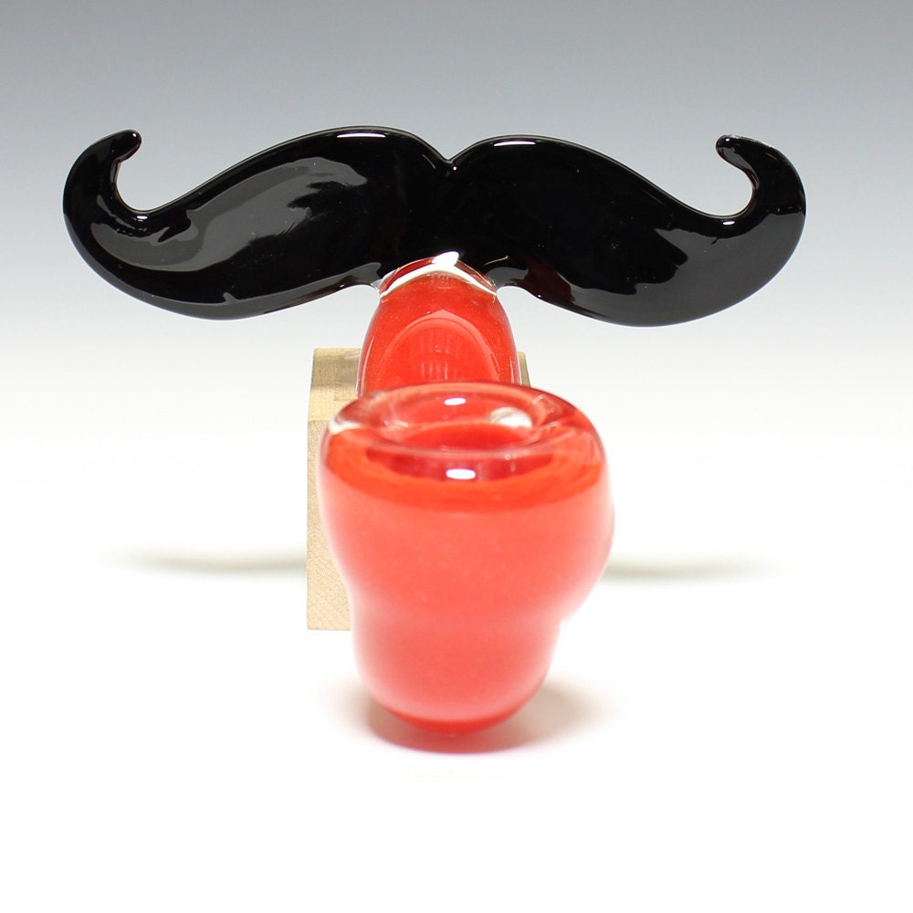 Glass Mustache Pipe - Sherlock -Hedcraft Glassworks-