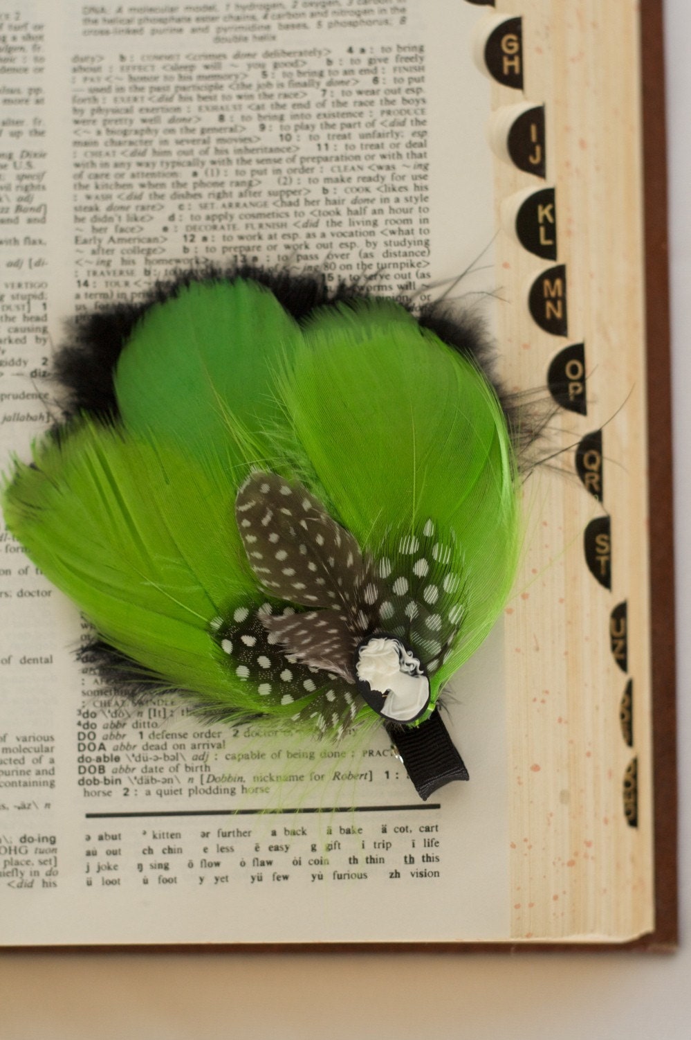 Green Cameo Feather Nerd