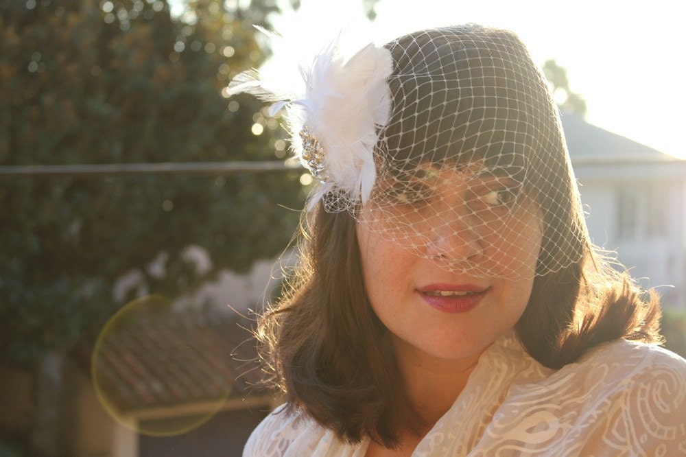 Bridal Feather Fascinator in white or ivory