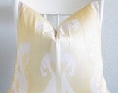 Decorative pillow cover - Throw pillow - 24x24 - Ombre - Yellow - White - Brunschwig Fils Surabaya Hand Printed Ikat - Designer fabric