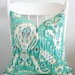 Decorative pillow cover - Throw pillow - Ikat Pillow - 20x20 - Emerald - Ivory - Aqua - Charcoal - Designer fabric
