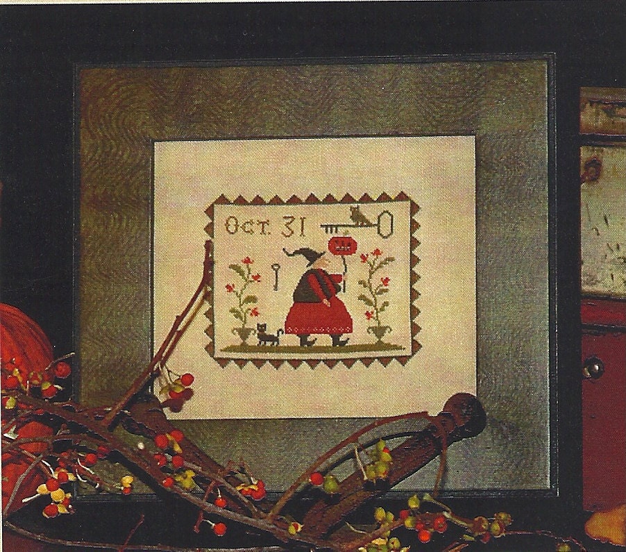 Primitive Folk Art Cross Stitch Pattern by