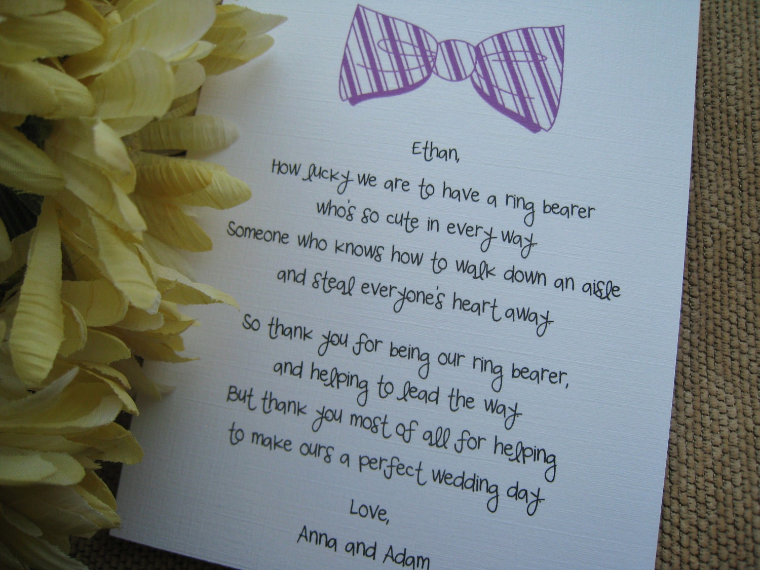 Items Similar To Thank You For Being Our Ring Bearer Card On Etsy